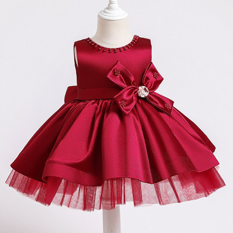 

Christening dresses For Baby Girl 1st Year Birthday Flower Dress Infant Bow Wedding Party Princess Dress Kids Christmas Newborn, Black with clear heel