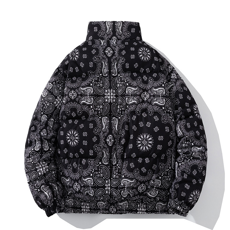 

New Fashion all-match Men's Winter Jackets Fashion Trend Jacket Cotton-padded Coats Couple Thick Warm Men and Women Parker Jacket, Black