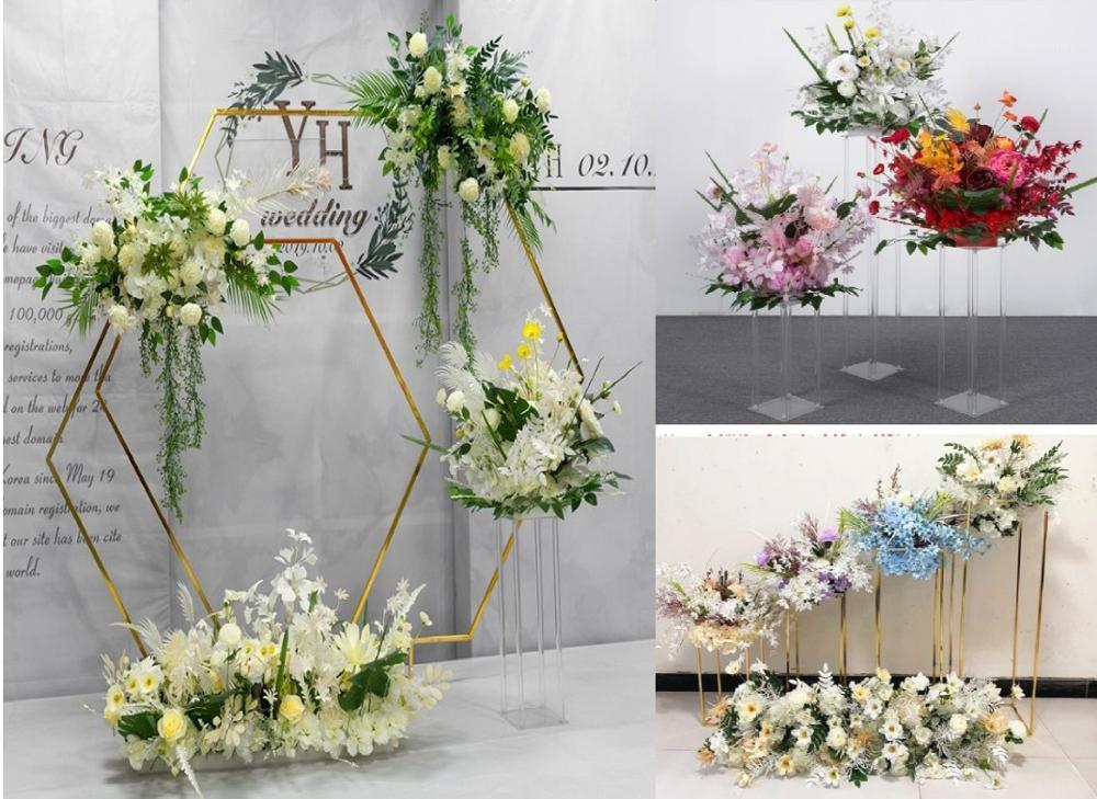

Party Decoration Outdoor Wedding Backdrops Flower Rack Iron Acrylic Frame Geometric Arch T Stage Decor Props Table Centerpieces Cake Stand