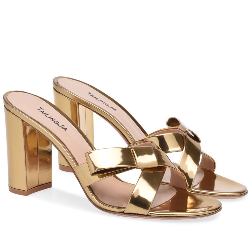 

Couro Sandals Bolsa patente de Do Dedo Pé Aberto Grossas Sandálias Salto Mulheres Sapatos Ouro Verão Mulas Alto Senhoras 66L6, 1# shoe box