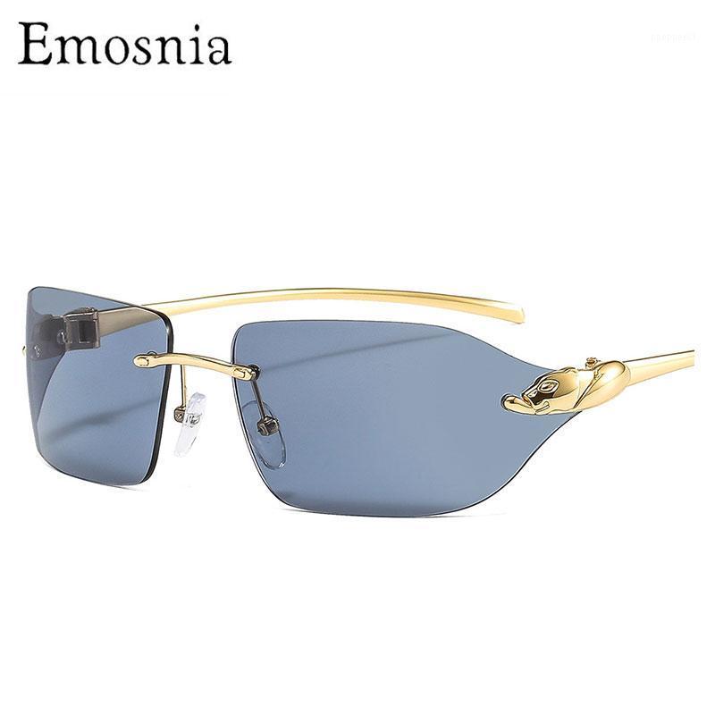 

Rimless Polygon Personality Sunglasses Women Men Small Metal Frame Cheetah Sun Glasses Female Fashion Eyewear Shades Goggles