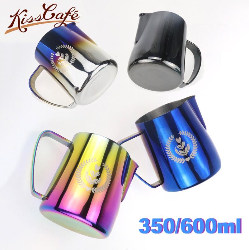 

Coffee Pots 350/600ml Stainless Steel Frothing Pitcher Pull Flower Cup Latte Milk Jug Mug Frother Foaming Tool Coffeware