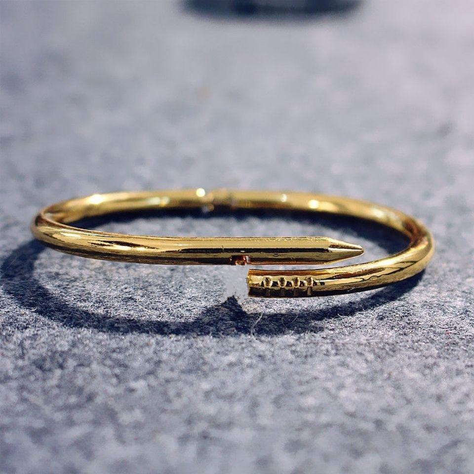 

gold silver Stainless Steel nails diamond cz bangle bracelet men and women luxury exquisite lovers jewelry classic gift