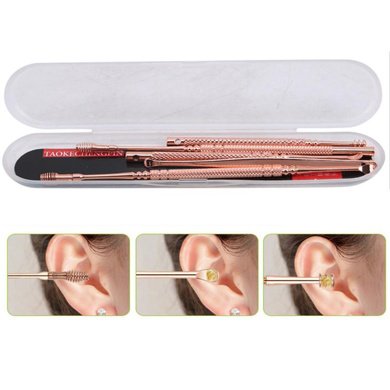 

Electric Nose & Ear Trimmers 6pcs Rose Golden Stainless Steel Earpick Wax Remover Curette Cleaner Silver Set Health Care Tool