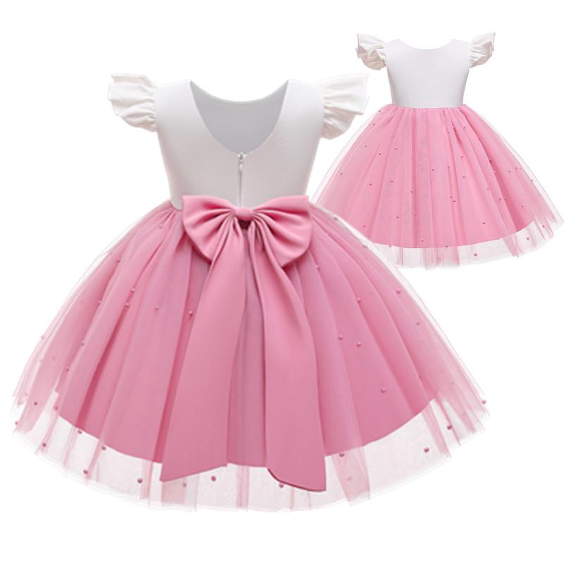 

Girl's Dresses Toddler Baby Girl Cute Bow Tutu Party Clothes Wedding 1 2 3 4 5 Years Birthday Infant Formal Wear Christening Gown, Red;yellow