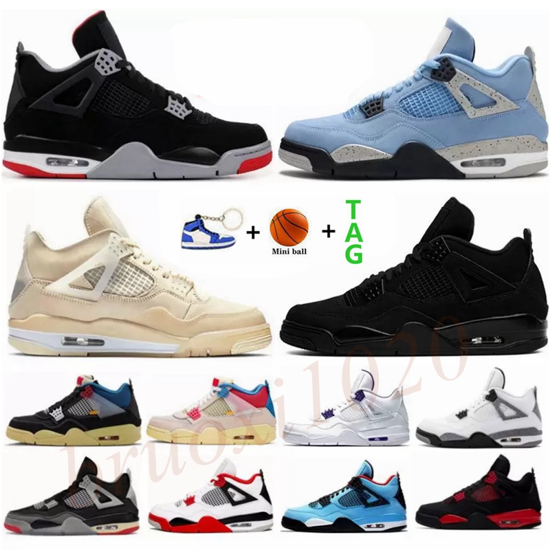 

University Blue 4 4s mens Basketball Shoes Jumpman neon black cat fire red pine green starfish mushroom white cement sports sneakers, 34