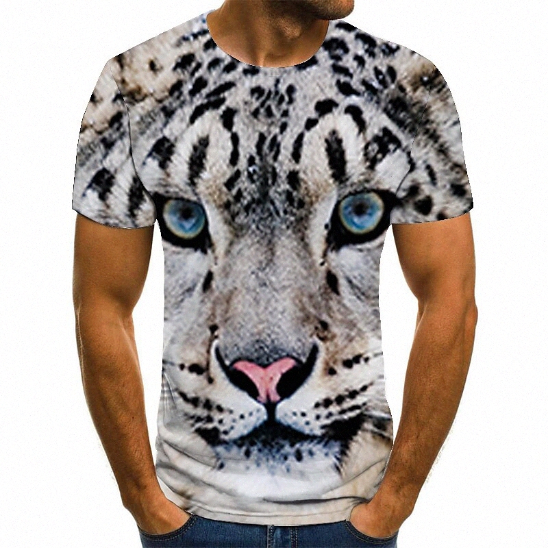 T-shirt Hommes 3D Imprimer Animal Cou rond Casual Day quotidien 3D Imprimer Imprimé à manches courtes Tops Casual Fashion Light Yellow H0Q3 #