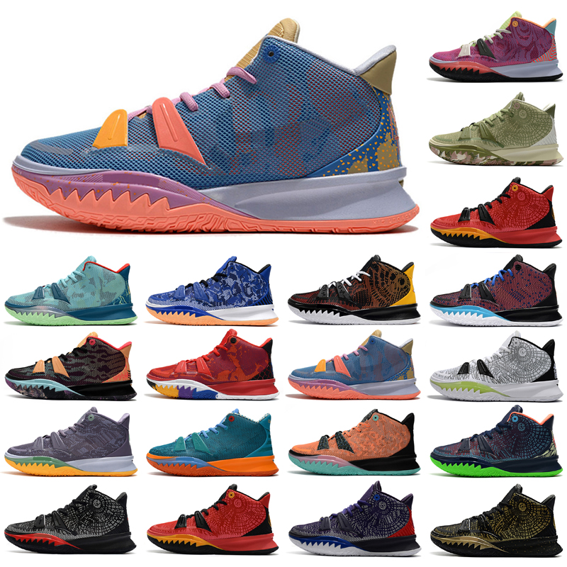 

High Quality Kyrie 7 Rayguns Outdoor Shoes Men 7S EP CNY Sisterhood PH Soundwave Creator BK Black Sports Sneakers Trainers, As shown 6