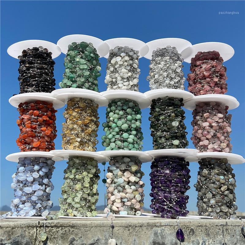 

Other 50cm/100cm Stainless Steel Silver Color Chain Irregular Natural Stone Beads Chains For Jewelry Making DIY Bracelet Necklace