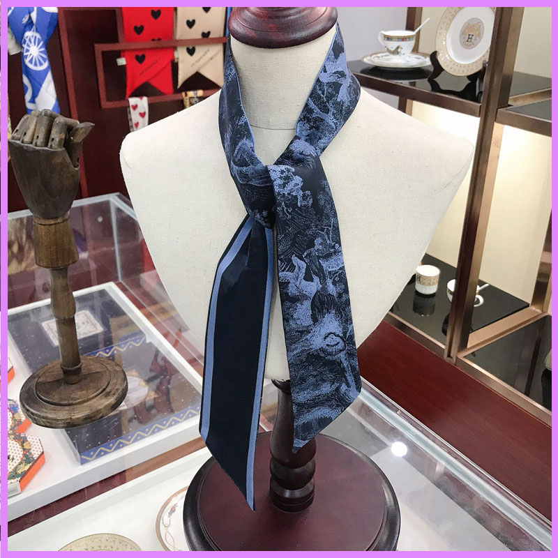 Women Fashion Silk Scarf Designer Scarves Headbag Scarfs Neckerchief Womens High Quality Double Sided Letters Ladies 6*105cm NICE D223047F