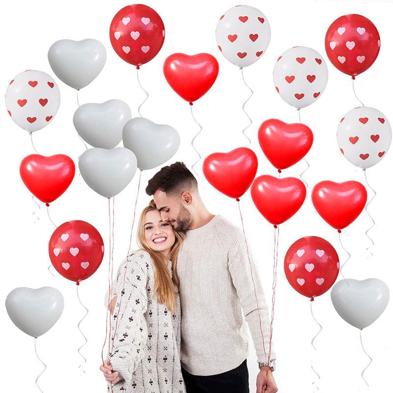 

Party Decoration 40pcs/set Red White Heart Balloons Valentine Day Balloon Ramantic Wedding Anniversaire Decor Latex Helium Air Baloon