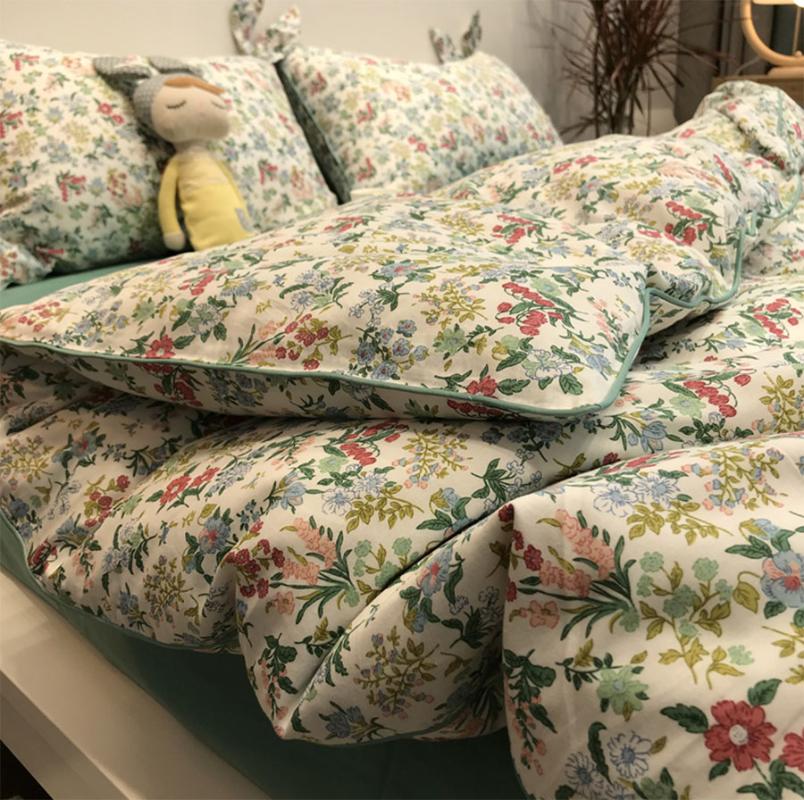 

Bedding Sets Pastoral Green Flower Set Girl,french Floral Cotton  Full Queen King Home Textile Bed Sheet Pillow Case Quilt Cover, Picture color