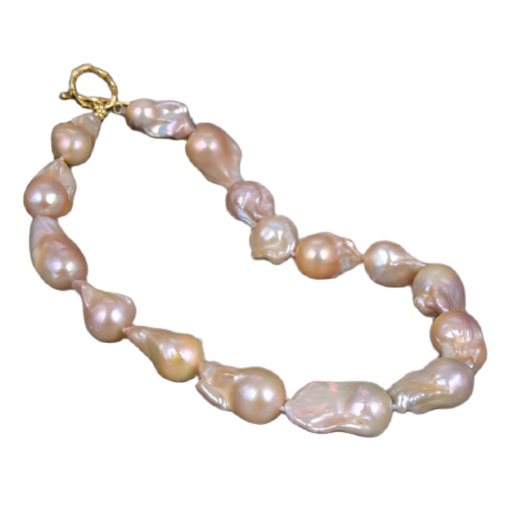 

GuaiGuai Jewelry Natural Pink Keshi Baroque Pearl Choker Necklace Gold Color Plated Clasp Classic Handmade For Women Real Gems Stone Lady Fashion Jewellery