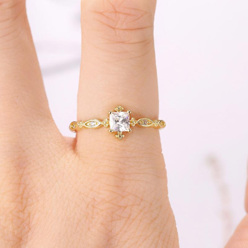 

Wedding Rings Promise Dainty For Women Gold Ring Crystal Adjustable Jewelry Bride Accesorios Bulk Items Wholesale Lots AR372, Slivery;golden