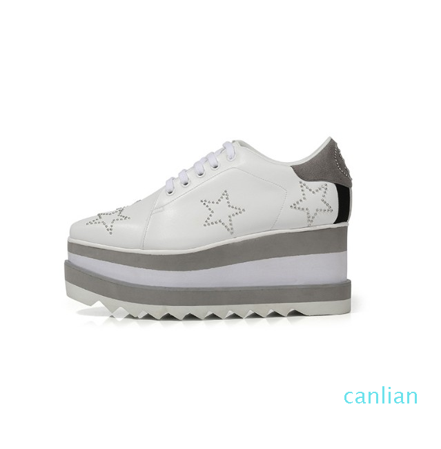 

women real leather Boots square platform slope thick Stella Britt Shoe Elyse Brushed Star Derbys Wedge Lace-up Fashion Shoes