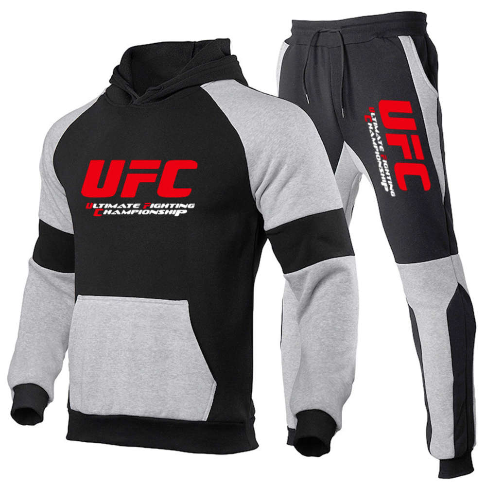 

hoodies sweatshirts Casual men's MMA fighting sports UFC Pullover autumn and Winter Fleece pants suit 9ZTU, Black