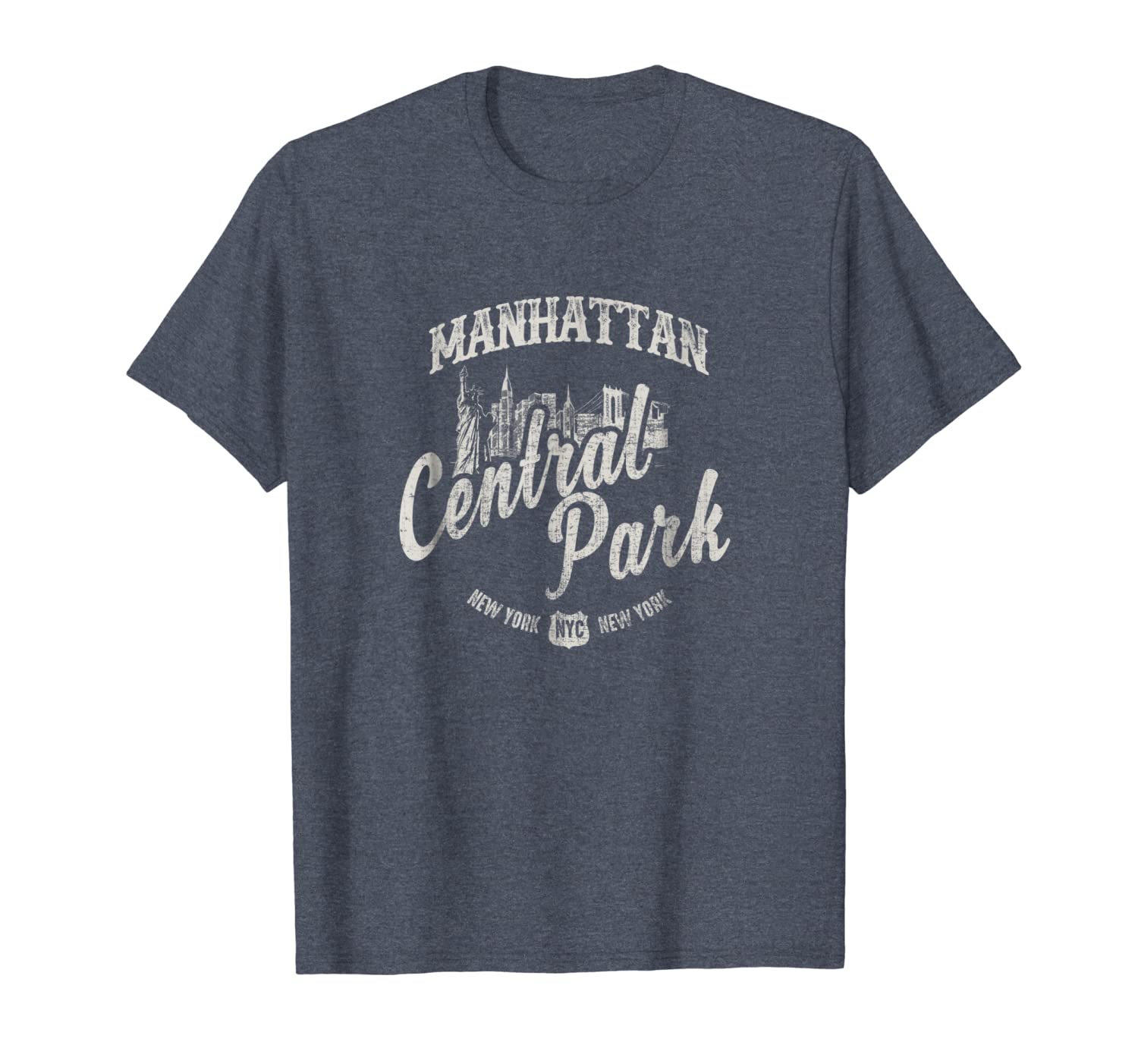 

new york manhattan central park t-shirt, White;black