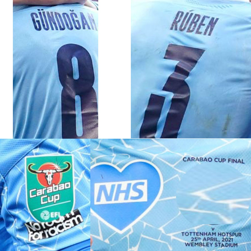 

Home Textile 2021 Carabao Cup Final Player Issue Laporte G. Jesus De Bruyne Sterling Mahrez Kun Aguero Gundogan Soccer Patch Badge