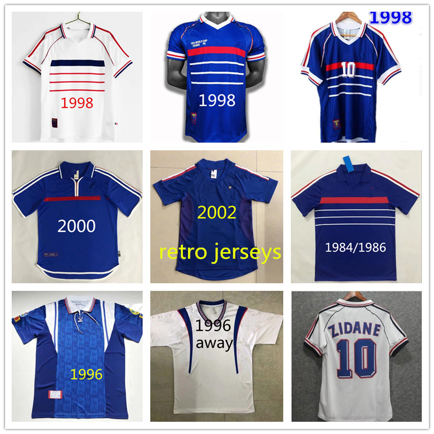 

french Retro soccer jersey 1984 86 96 98 02 1996 1998 2000 2002 FRANCE DE FOOT Trezeguet ZIDANE HENRY MAILLOT football jerseys shirt, Black;yellow