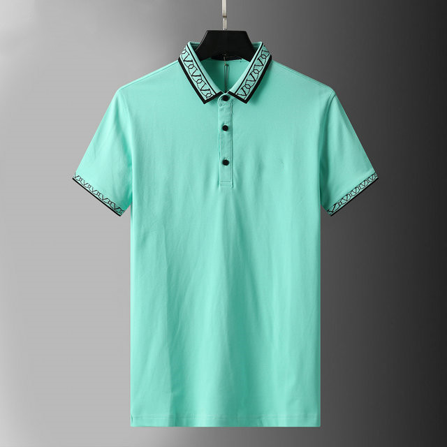 

2021 Men's T-Shirt European American fashion brand quality polo letter embroidered short sleeve casual and business double lapel shirt jacket custom 21yz M-3XL#31, Blue