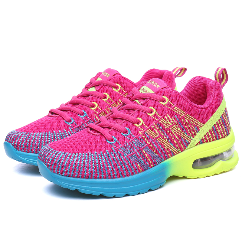 

Top Quality Womens Sports Running Shoes Fly Knit Cushion Pink Purple Volt Yellow Trainers Sneakers Code: WY29-861 Size 35-42 Made In China
