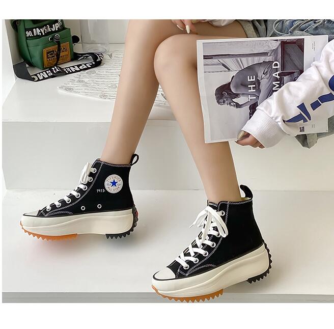

Wedge Sneakers Platform Shoes White Casual Shoes Woman Fashion Height Increasing Ladies Shoes, Black