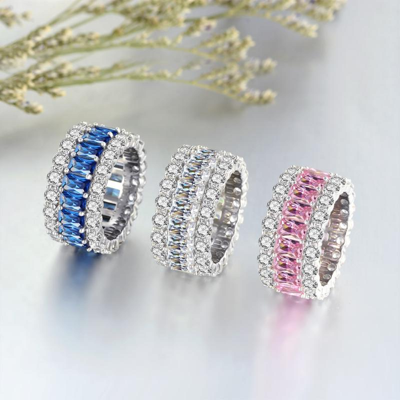 Cluster Rings Luxury Eternal SONA Simulation Diamond Colored Gemstone 925 Sterling Silver Female Wedding Ring Exquisite Engagement Jewelry-image-704835296