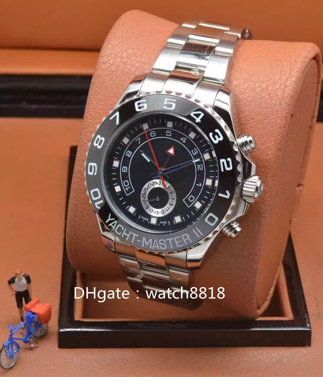 

Men Watch blue Large dial 44mm Silver Master Waterproof gold color Automatic Mechanical Sapphire Model Folding Buckle Clasp WristWatc watches, Slivery;brown