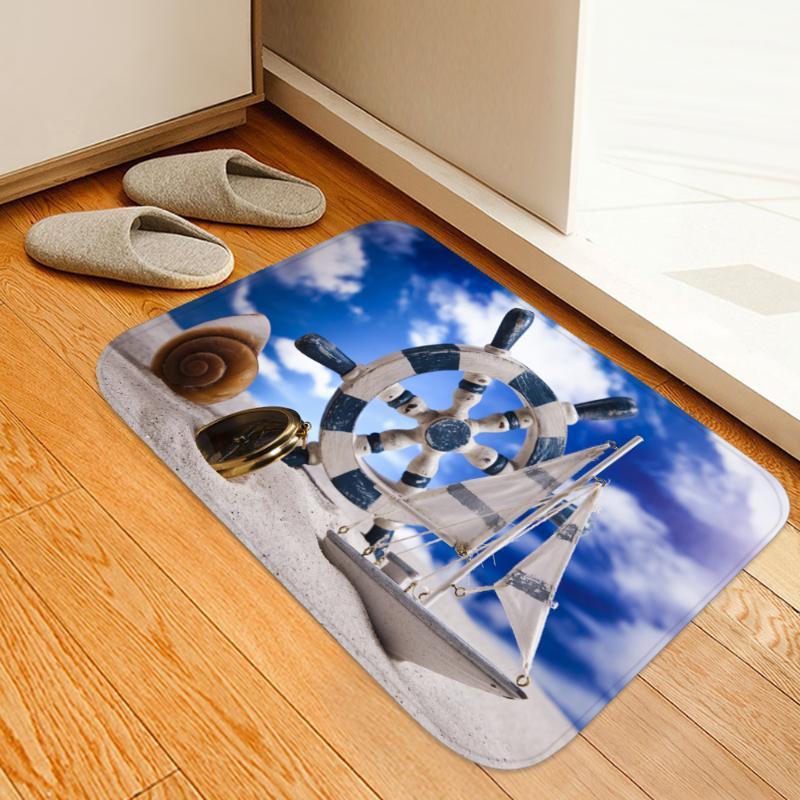 

Carpets Home Decor 3D Sailing Rudder Bathroom Mat Rug Soft Crystal Fleece Anti-skid Kitchen Carpet Balcony Doormat Living Room