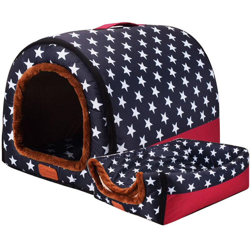 

New Warm Dog House Comfortabe Print Stars Kenne Mat For Pet Puppy Top Quaity Fodabe Cat Seeping Bed cama para cachorro