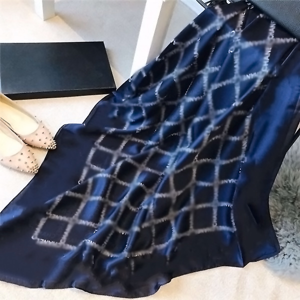 

brand silk scarf summer ladies scarves soft shawl handkerchief 190 * 80 cm, Blue;gray