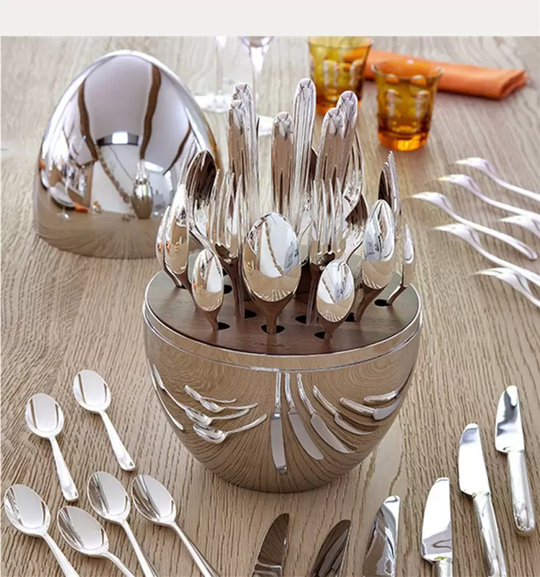 

Home Furnishings tableware Trendy 24pcs Knife Fork CHRISTOFLE PARIS MOOD Cutlery Set Plating Stainless Steel Egg Tablewares Kit, Multi