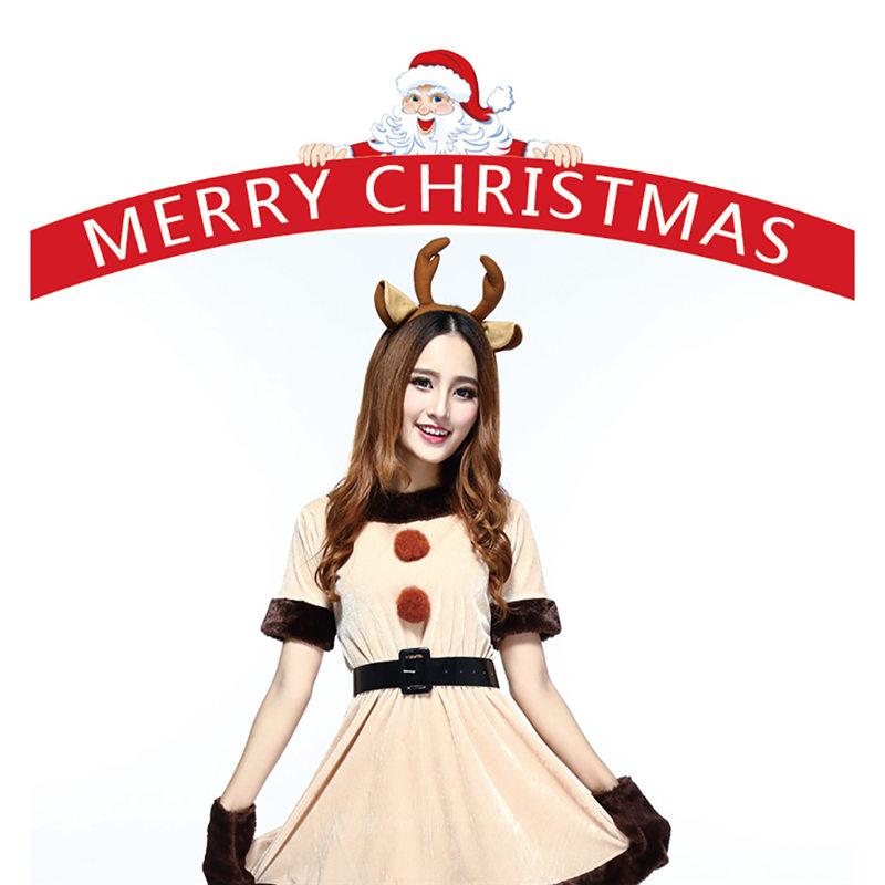 

Party Decoration Women Reindeer Christmas Outfit Sexy Animal Adult Santa Claus Costume Cute Deer Tutu Dress XMAS Role Play Fancy U3