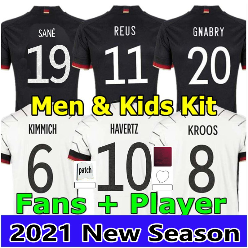 

2021 HAVERTZ GNABRY SANE soccer jersey Fans Player Version KIMMICH HUMMELS KROOS DRAXLER REUS MULLER GORETZKA GUNDOGAN football shirts uniforms men + kids kits, Fans home+ patch2
