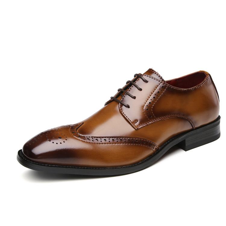 

Dress Shoes Man Gentleman Male Men Genuine Leather Calfskin Oxfords Formal Brogue Footwear Office Work Business Wedding Party, Brown