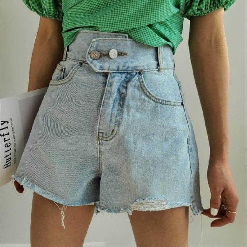 

korean denim shorts high waist women jean light blue hollow out short pants summer casual jeans