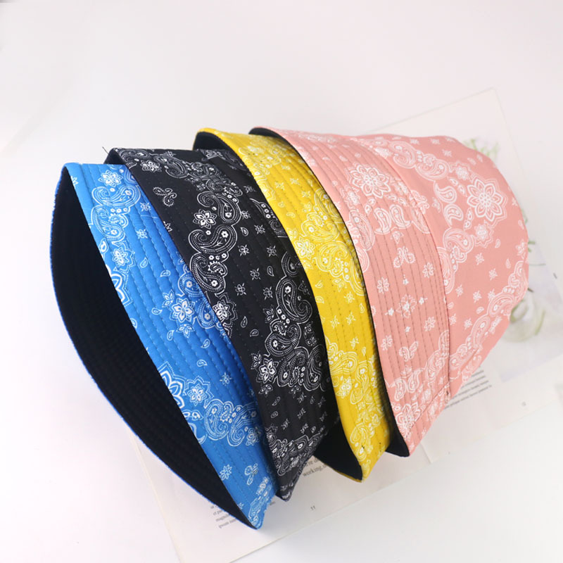 

Stingy Brim Hats Summer New Ethnic Style Paisley Bucket Hat Cross-Border Outdoor Sun-Shade Sun Protection No. 1, Yellow