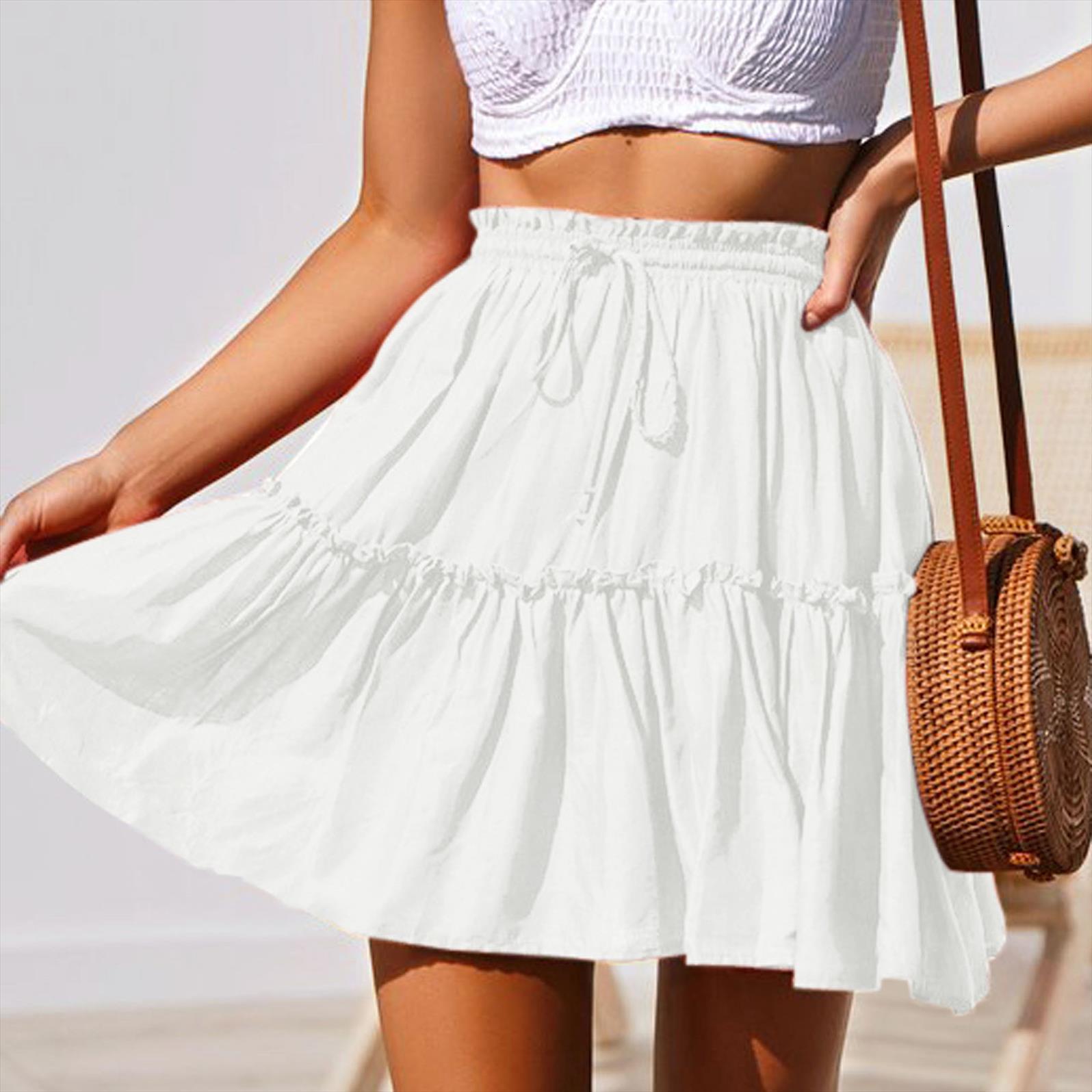 

mini y2k summer floral womens skirts print boho fashion high waist short pleated for girls plus size mujer faldas, Black