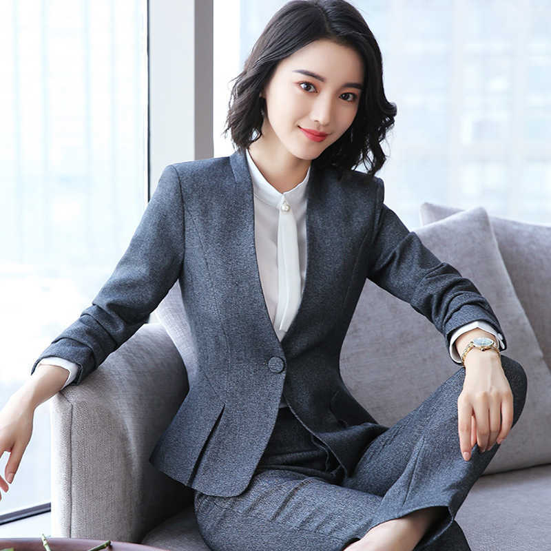 

High-quality Large Size S-4XL Professional Wear Autumn and Winter Suit Pants Business White-collar Formal Work Clothes 210527, Black blazer skirt