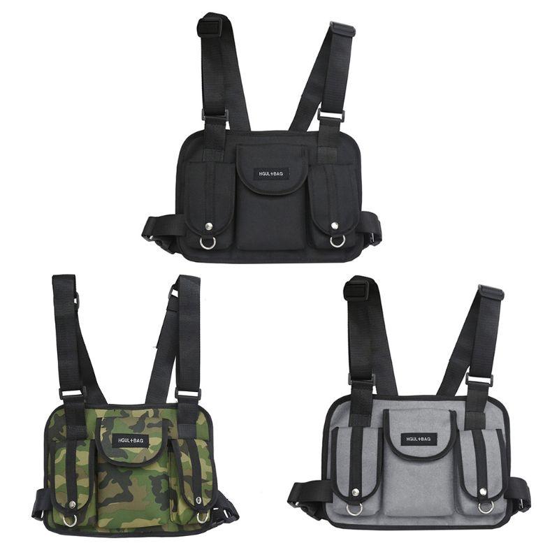 

Backpack 1Pc Men Tactical Chest Rig Waist Bag Hip Hop Street Wear Shoulder School, Gy