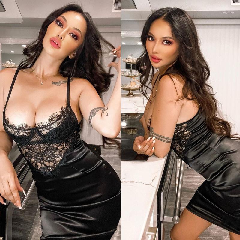 

Women Sexy Lingerie Nightgown Underwear Lace Embroidery Seduction Women Black Nightwear Sling Back Cross Night Dress #31, Black;red