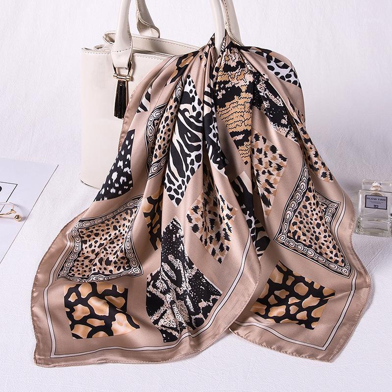 

Leopard Print Silk Hair Scarf Women Headbands Luxury Designer Square Kerchief Satin Neck Head Scarfs Shawls And Wraps Bandana Scarves