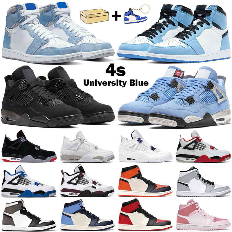 

2021 Basketball Shoes Men Women 4s University Blue 4 White Oreo Black Cat 1s High Og Hyper Royal Dark Mocha Unc Mens Sports Sneakers