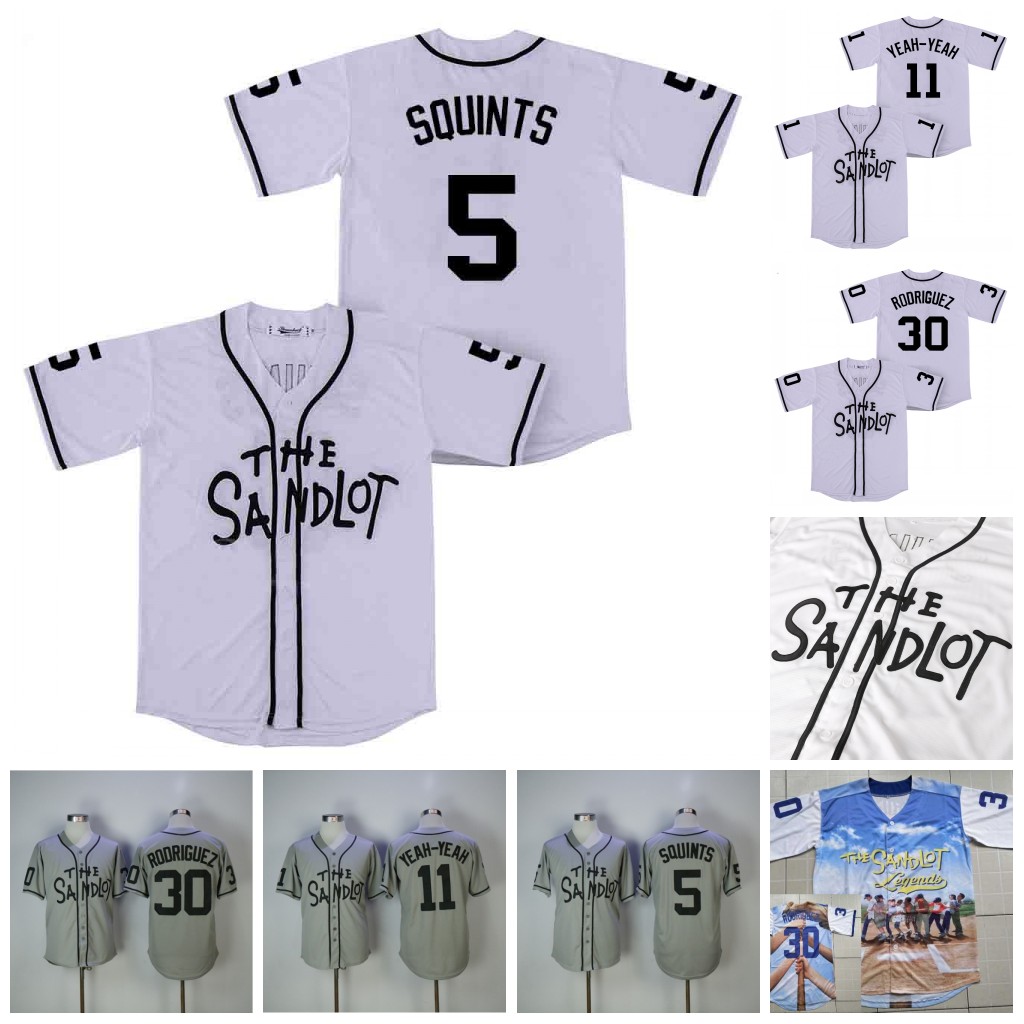 

The Sandlot Benny Baseball 5 Michael Squints Palledorous 30 The Jet Rodriguez 11 Alan Yeah-Yeah McClennan Movie Jersey Double Stiched Name and Number IN STOCK, 5 white