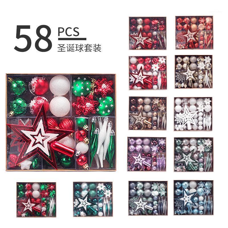 

Party Decoration 58pcs Christmas Tree Decorations Balls Glitter Blue Gold Plating Hanging Pendants Ball For Home Year Ornament