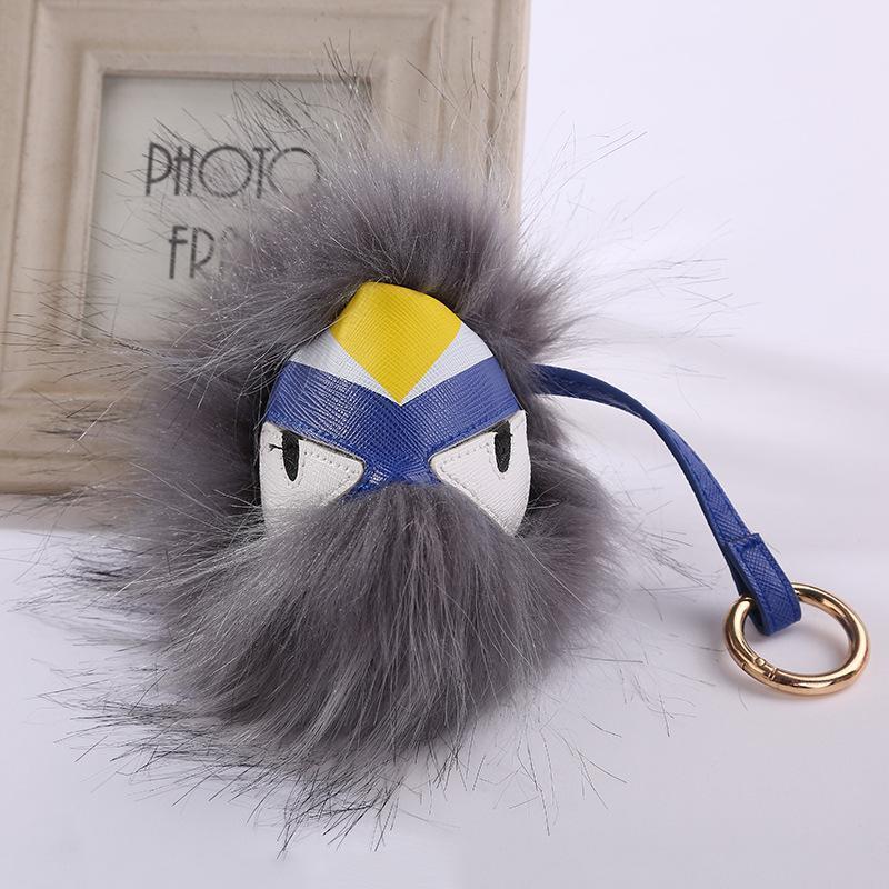 

Demon Keychain Little Monster Raccoon Fur Pendant Car Ornaments Charm Bag Trinket Holder for Women Fluffy Chain Accessories, Slivery;golden