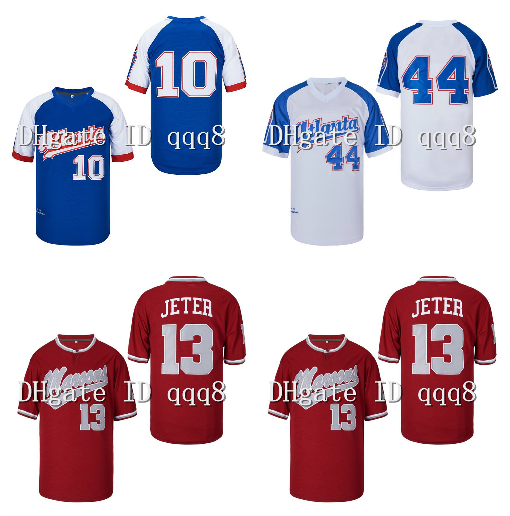 

Top Quality ! Derek Jeter Amateur Kalamazoo Maroons Jersey Chipper Jones Hank Aaron ATLANTA BLACK CRACKERS PULLOVER Baseball Jerseys, Blue;black