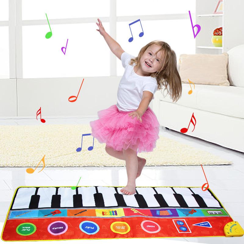 

Carpets Montessori Toys Musical Mat With Animal Educational For Kids Baby Piano Carpet Music Game Instrument Toy 1 To 2 Years, 28x73cm