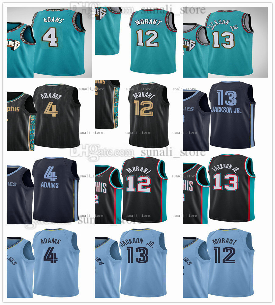 

2022 Men Women Kids Youth Steven 4 Adams Basketball Jerseys Ja 12 Morant Jaren 13 Jackson Jr. Team Teal Green City Black Blue Breathable Shirts
