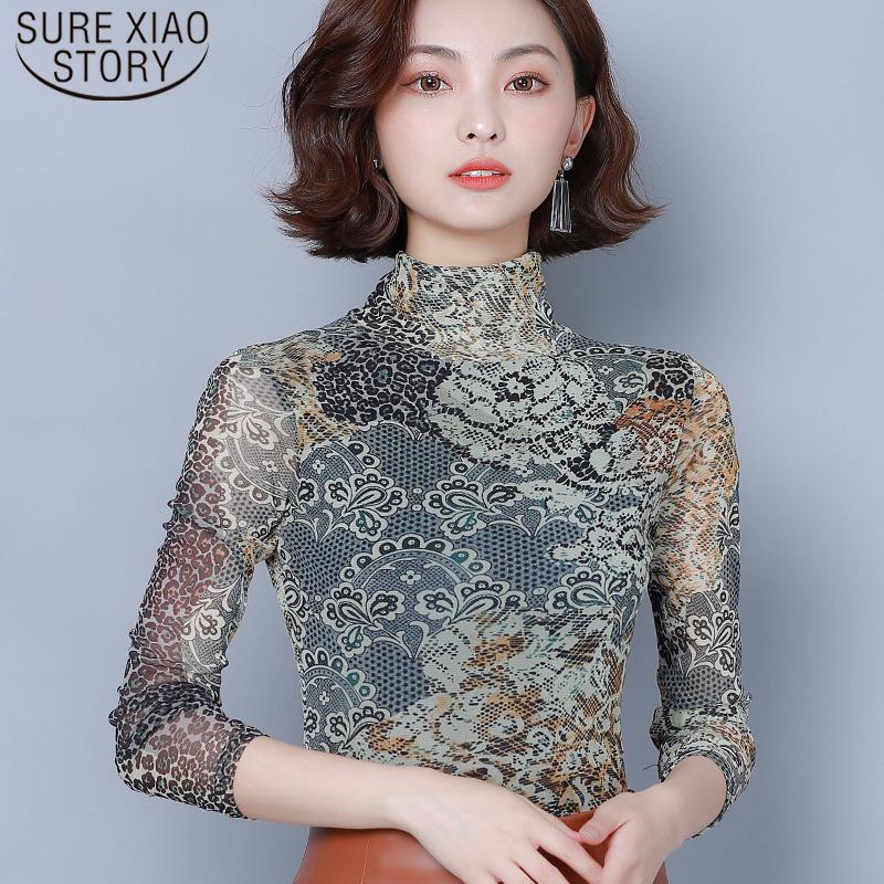 

Women's Blouses & Shirts Blusas Mujer De Moda 2022 Long Sleeve Slim Women And Tops Autumn Print Base Shirt Turtleneck Plus Size 6512 50, White